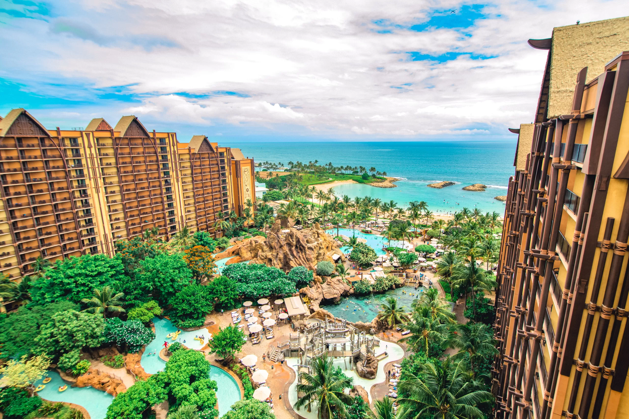 A large resort on a beach in Hawai'i