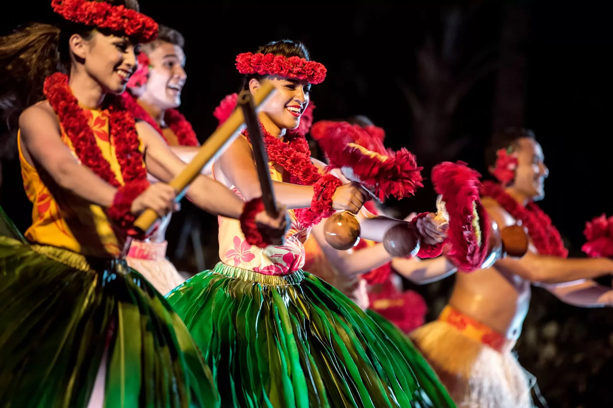 Hawaiian luau dancers