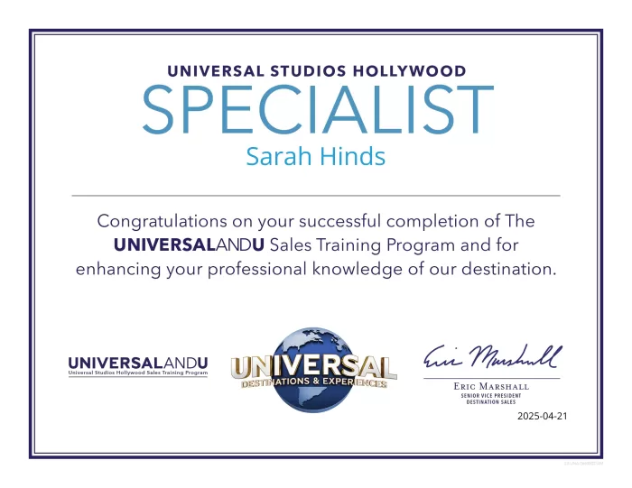 Universal Studios Hollywood Specialist