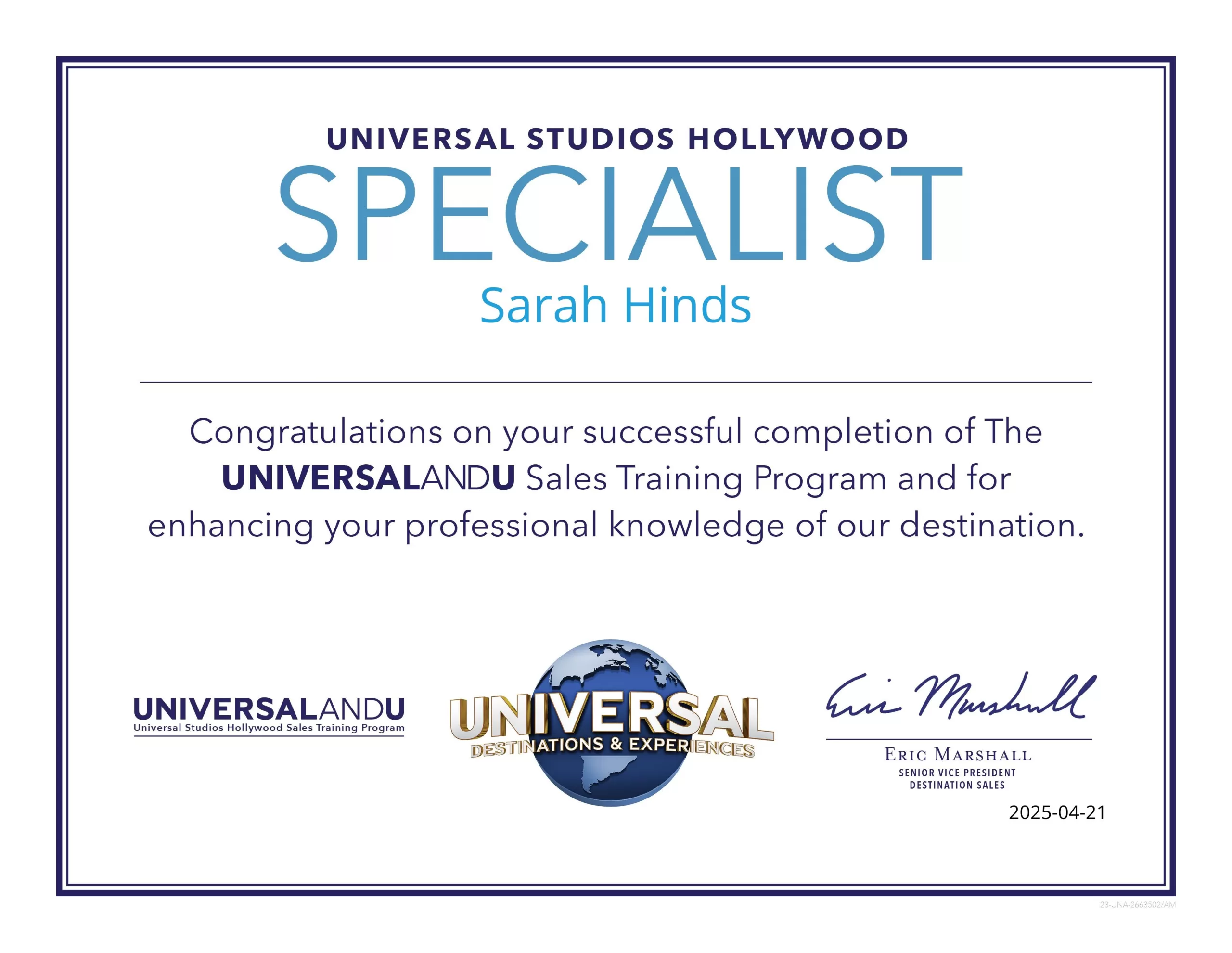 Universal Studios Hollywood Specialist