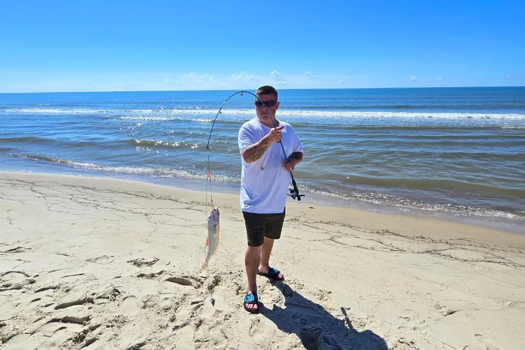 Fishing on the beach